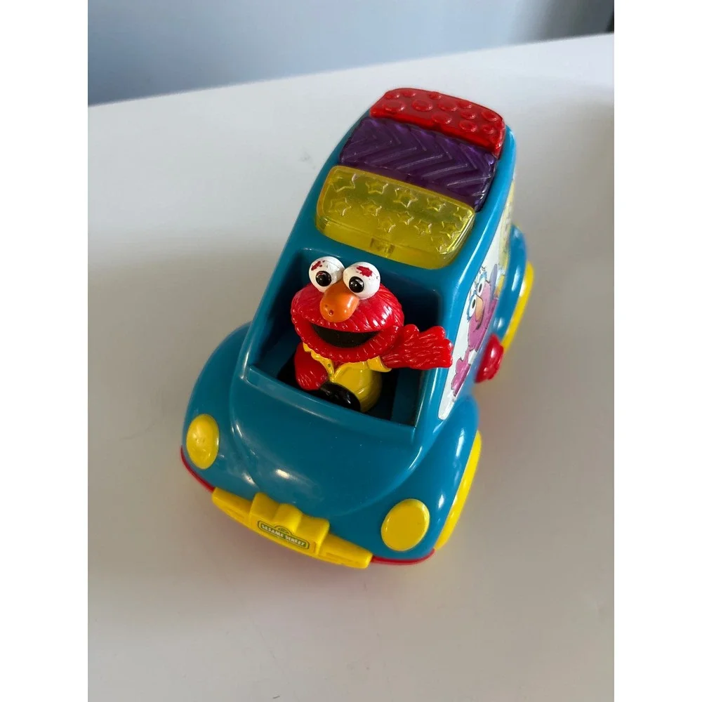 Vintage Sesame Street‎ Elmo Musical Light Up Activity Van Toy Illco 1990s Blue